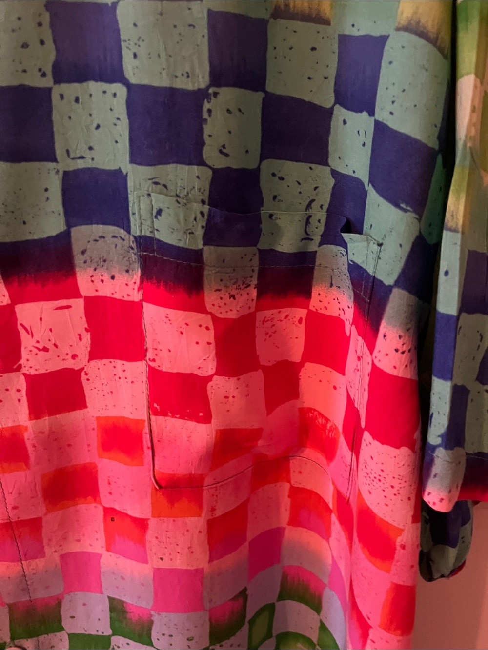 Jams World Vibrant Multicolor Checkerboard Short-Sleeve Button-Down Shirt - Picture 3 of 4